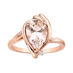 Pear Shaped Pink Morganite Diamond Ring
