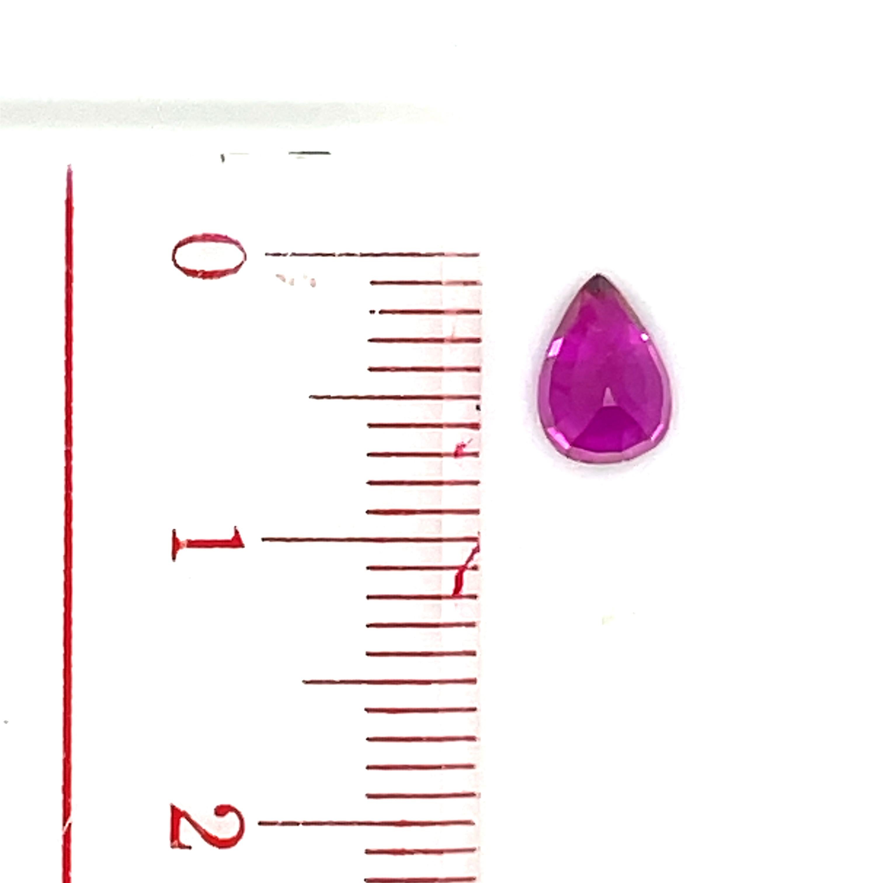 Women's or Men's Pear-Shaped Pink Sapphire Cts 1.00 With GRS Certificate For Sale