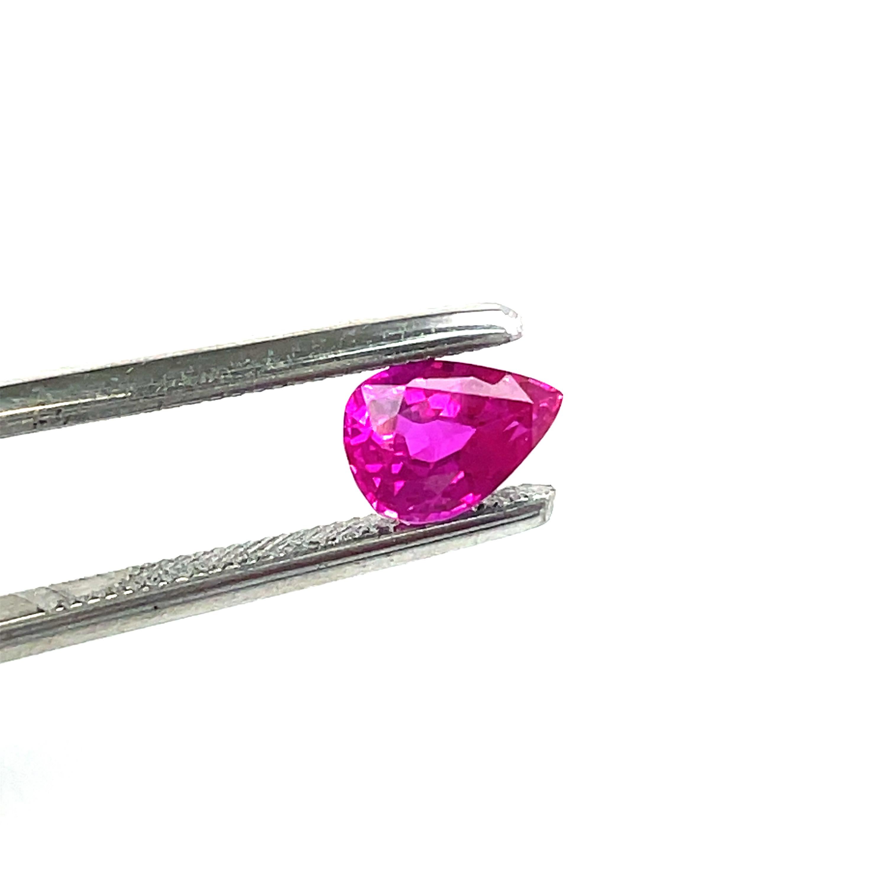 Contemporary Pear-Shaped Pink Sapphire Cts 1.00 With GRS Certificate For Sale