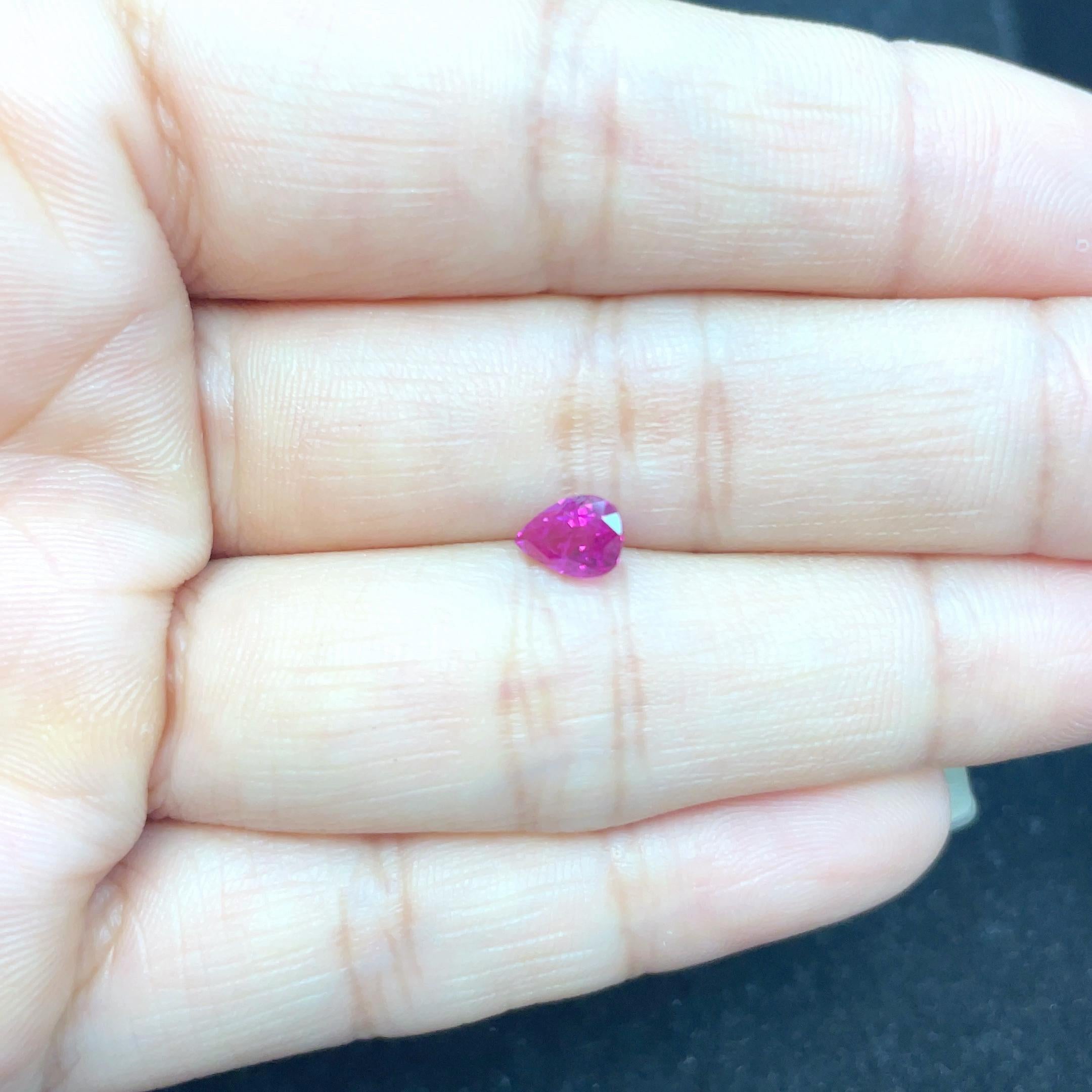 Pear Cut Pear-Shaped Pink Sapphire Cts 1.00 With GRS Certificate For Sale