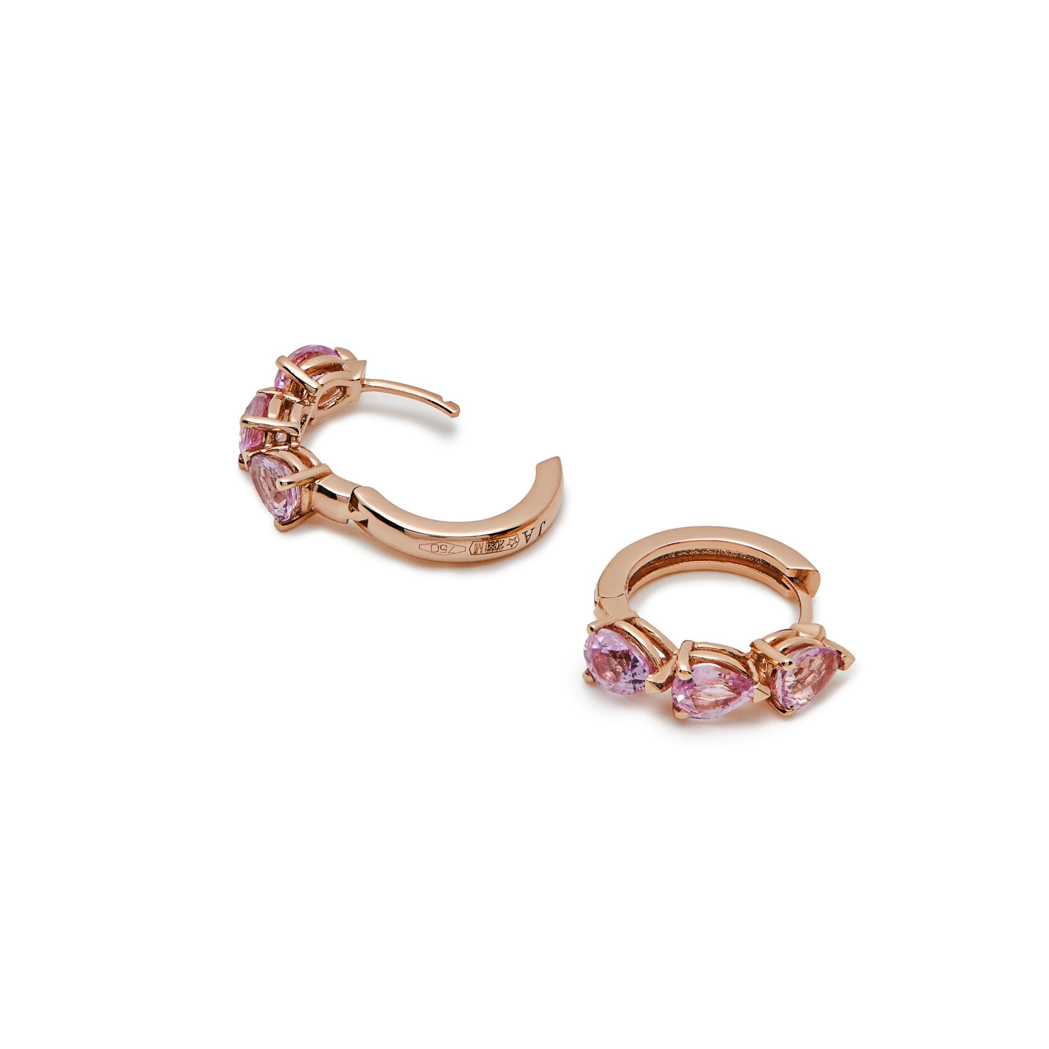 Contemporaneo Abbracci a forma di pera con zaffiro rosa in vendita