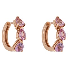 Pear-Shaped Pink Sapphire Huggies