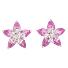 Pear Shaped Pink Sapphire Star Studs Made In 18k Gold