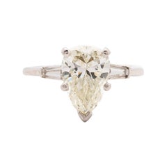 Pear Shaped Platinum Diamond Ring, 2.30 Carat