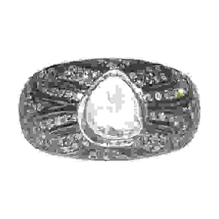 Anillo de diamantes talla rosa en forma de pera de oro de 14k y plata Artesano en venta