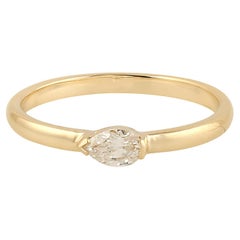 Birnenförmiger Diamantring mit Rosenschliff aus 18 Karat Gelbgold