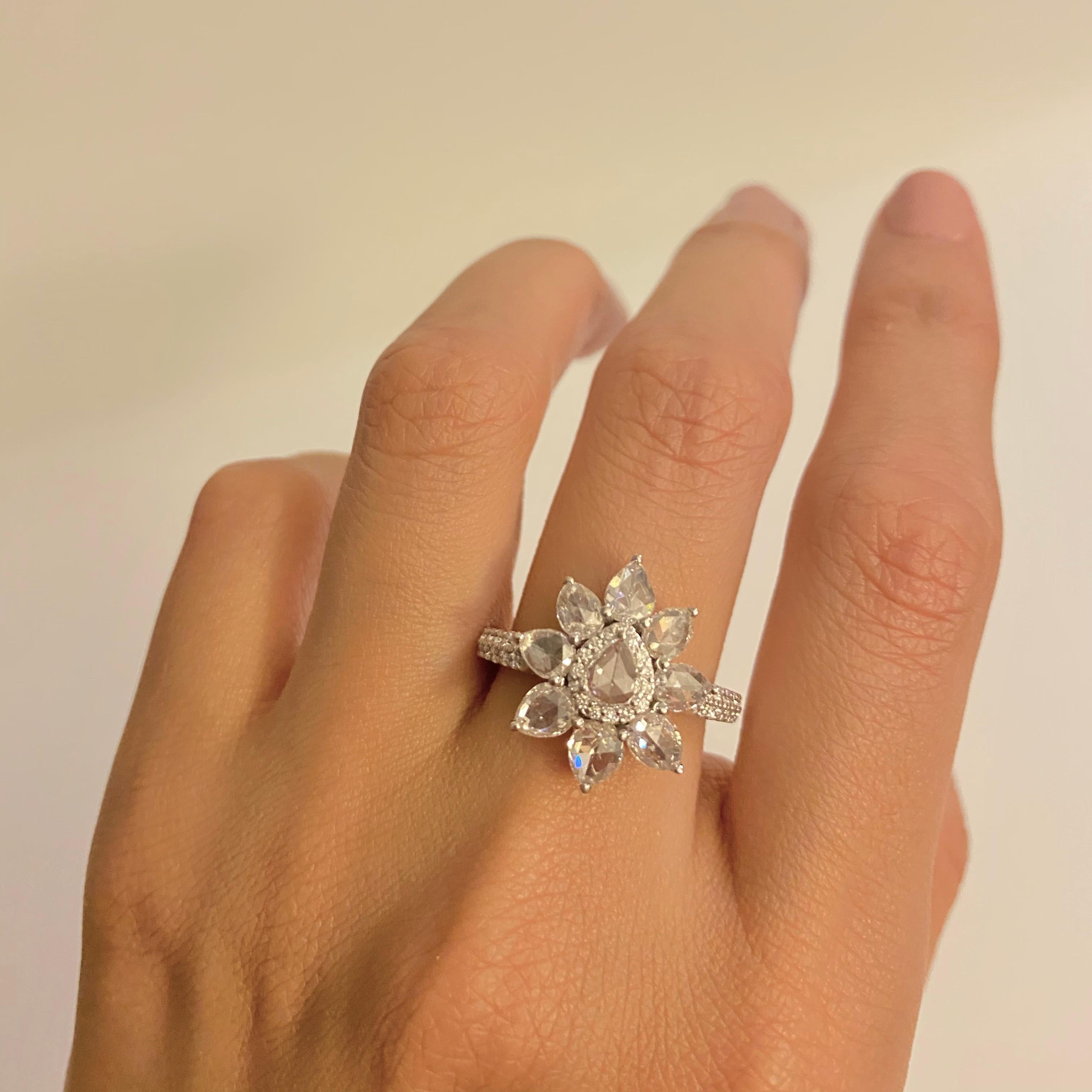 rose shaped ring with diamond center