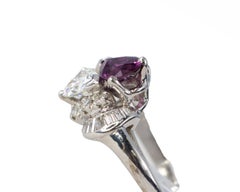 Pear-Shaped Ruby and Diamond Toi et Moi Bypass Ring
