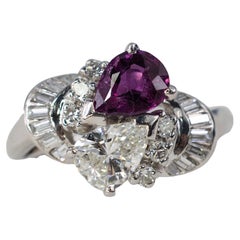 Pear-Shaped Ruby and Diamond Toi et Moi Bypass Ring
