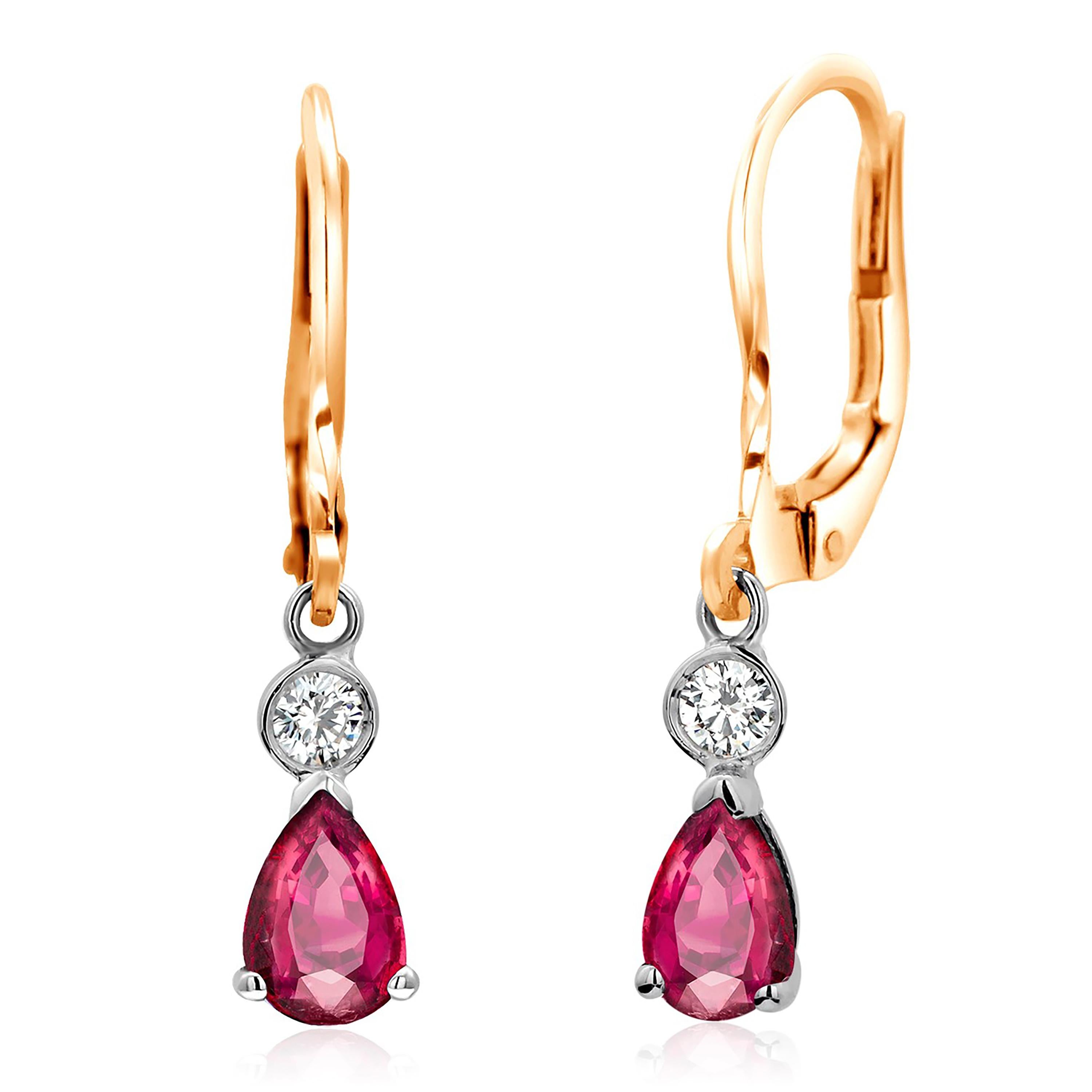 Jewels By Lux 14k Yellow Gold Dangle Pear Gemstone Bezel Lever-back Earrings 