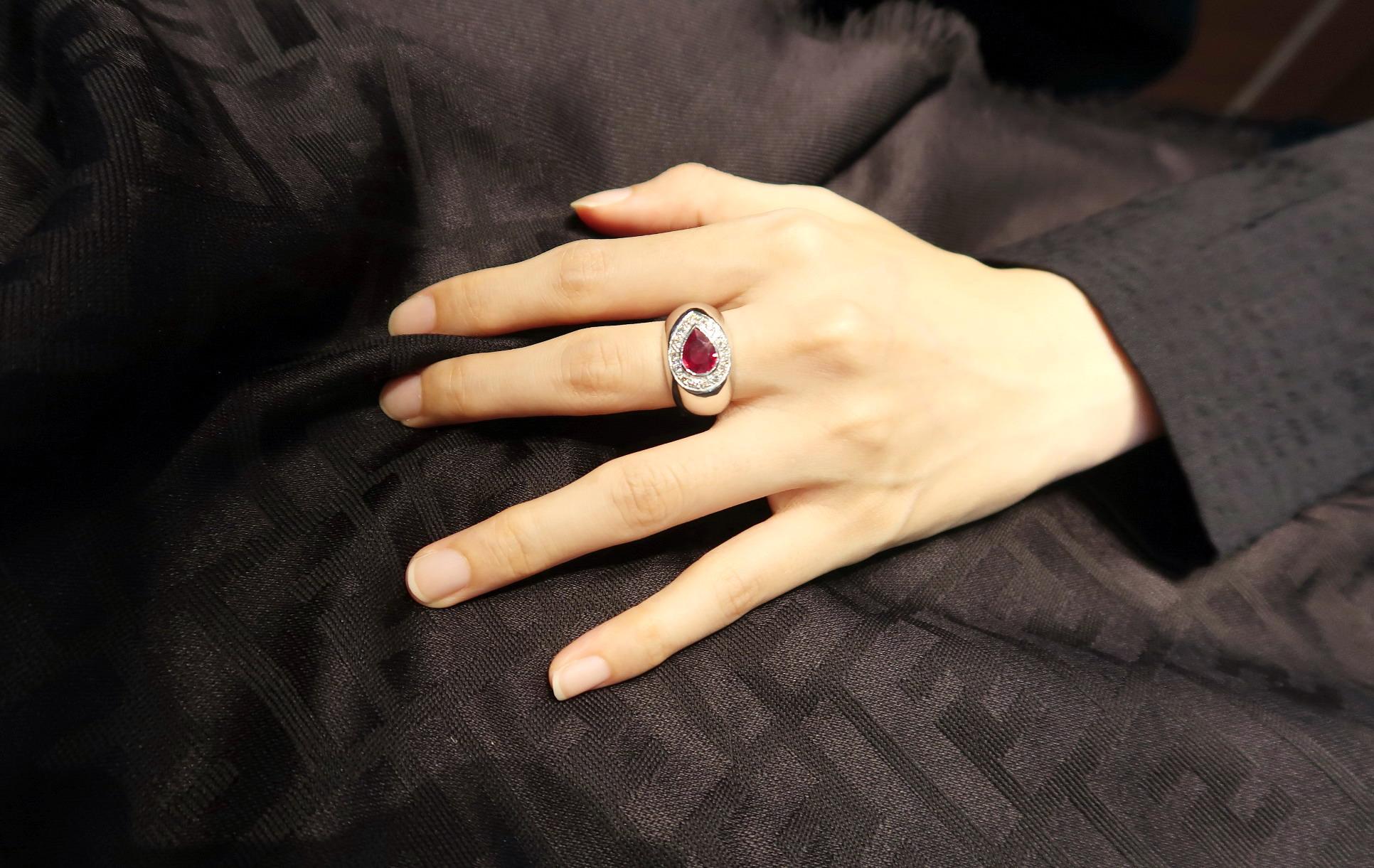 ruby pear shaped ring