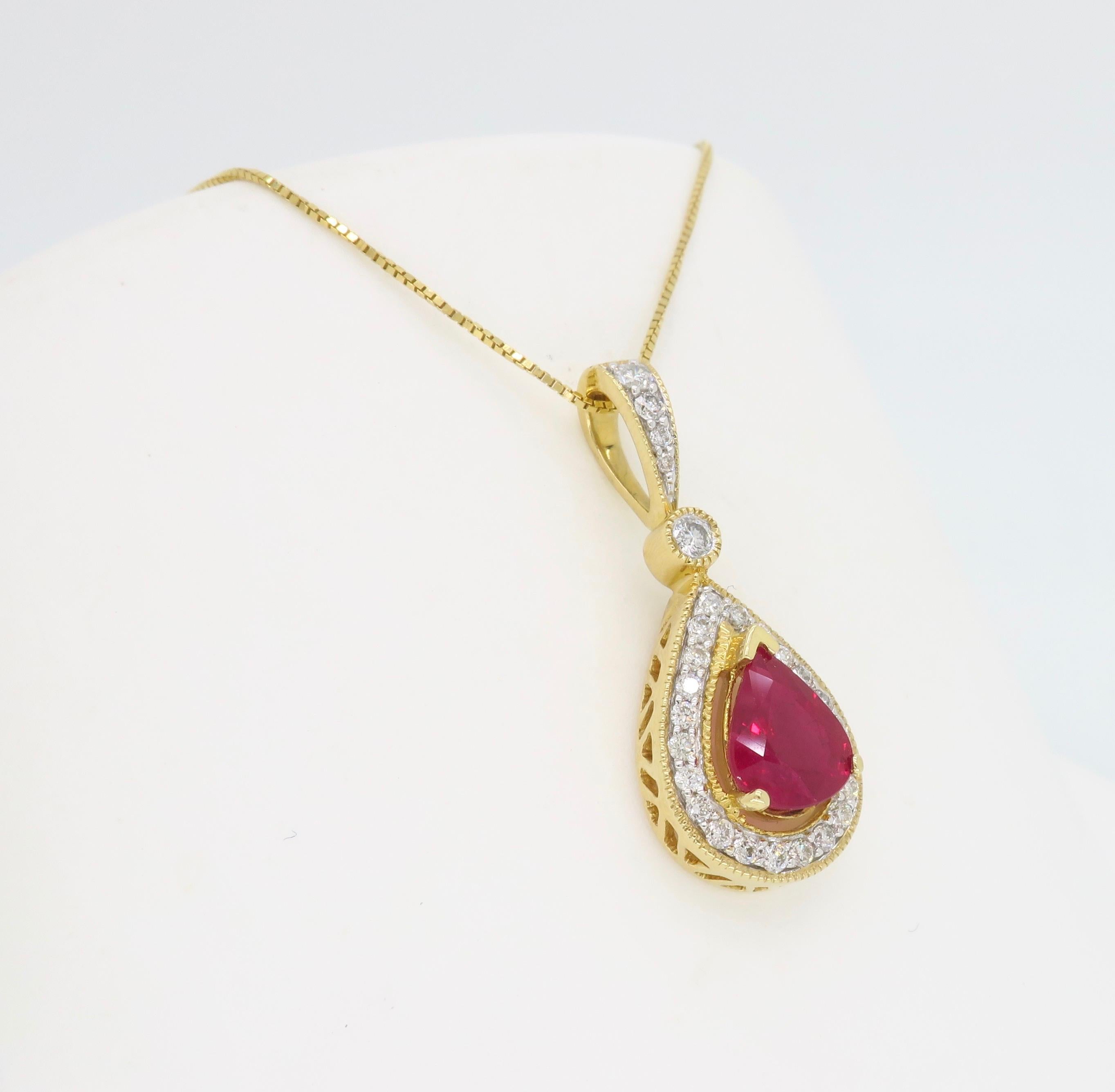 pear shaped ruby pendant