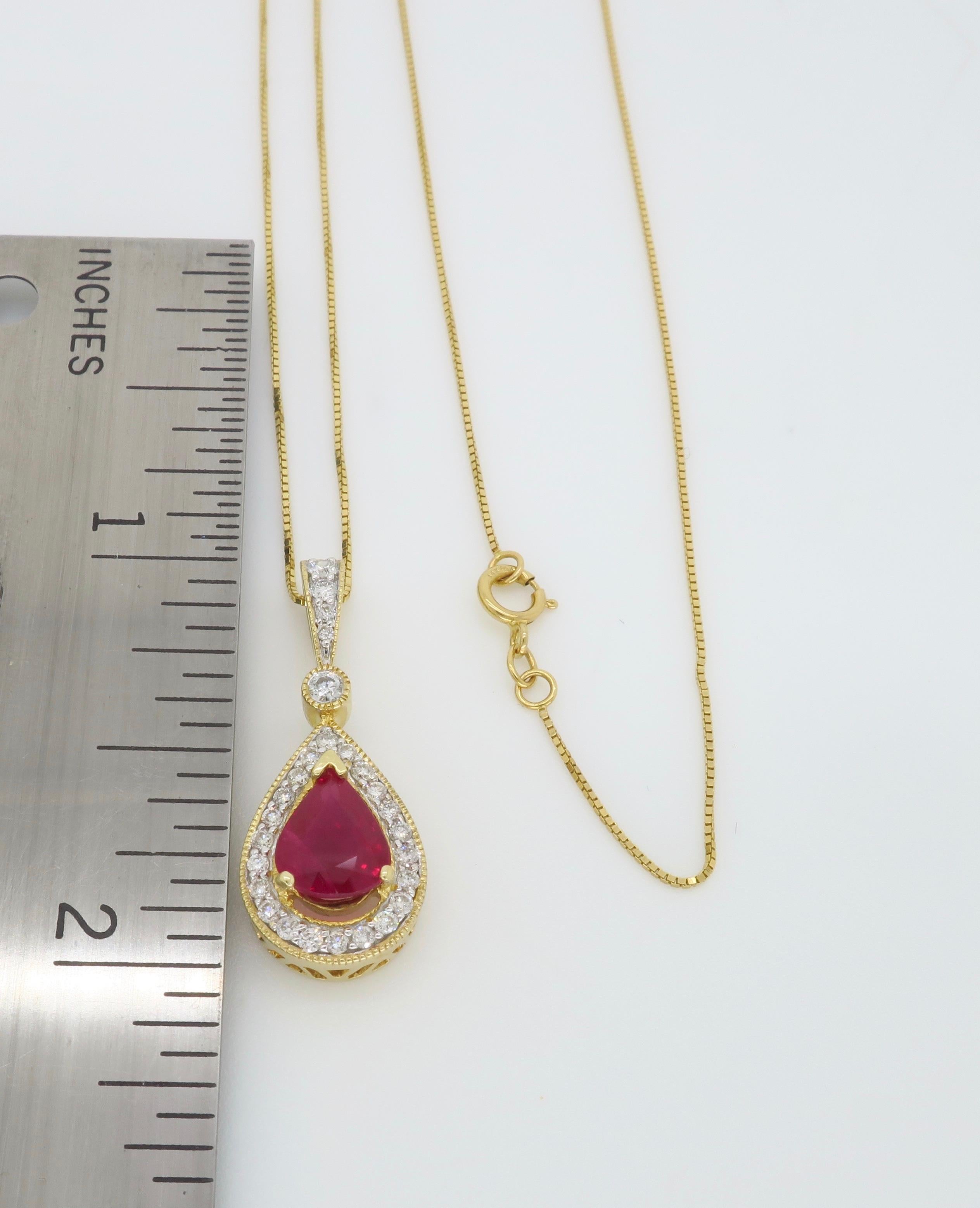 ruby and diamond pendant yellow gold