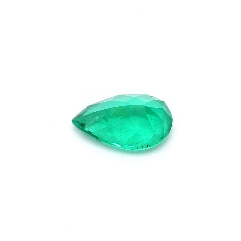 Pearshaped Russian Emerald Ring Gem 1.17 Carat Weight ICL Certified