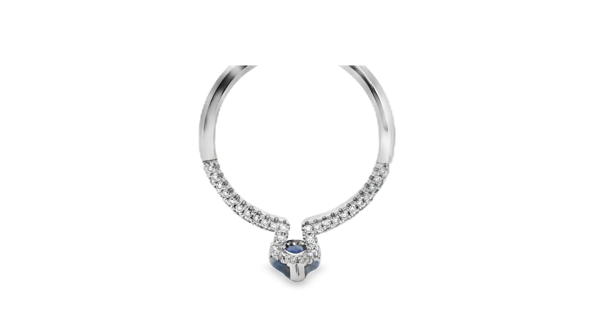 Pear-Shaped Sapphire and Diamond Ring 1.00ct Center in 14K White Gold Size 7 In New Condition For Sale In New York, NY