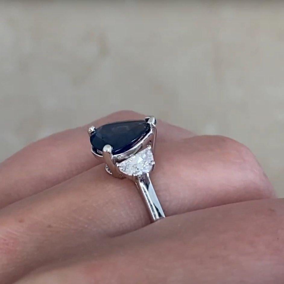 Bague saphir en forme de poire (environ 1,5 carats) avec diamants (environ 0,3 carats) en vente 2