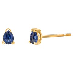 Pear Shaped Sapphire 0.25 Carat Yellow Gold Mini Stud Earrings 