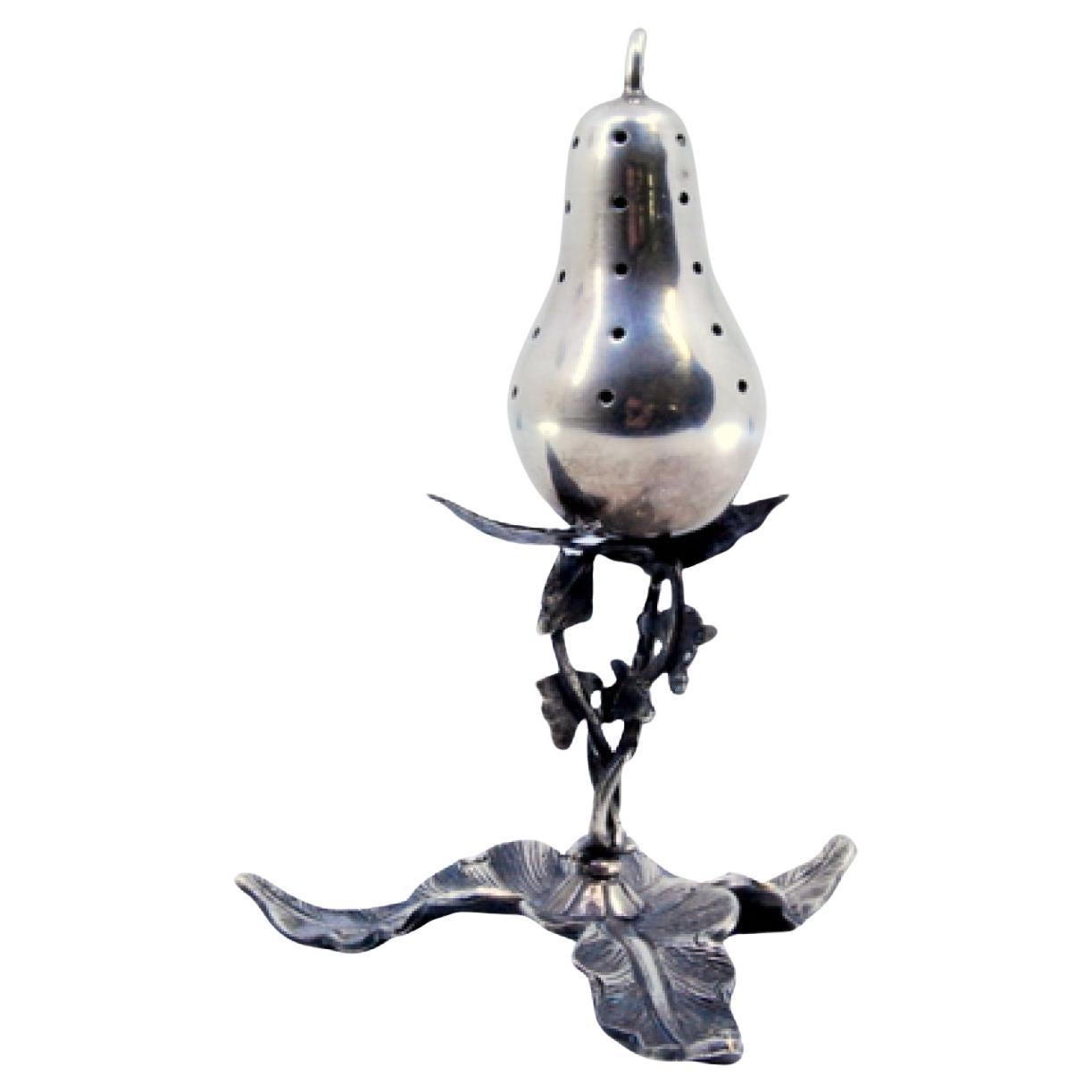 Pear-shaped silver toothpick holder