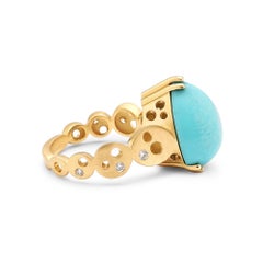 Pear-Shaped Sleeping Beauty Turquoise and Coin Band Ring