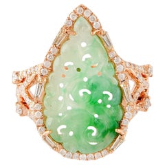 Pear Shaped Sliced Geode Cocktail Ring With Diamonds Made In 18k Rose Gold
