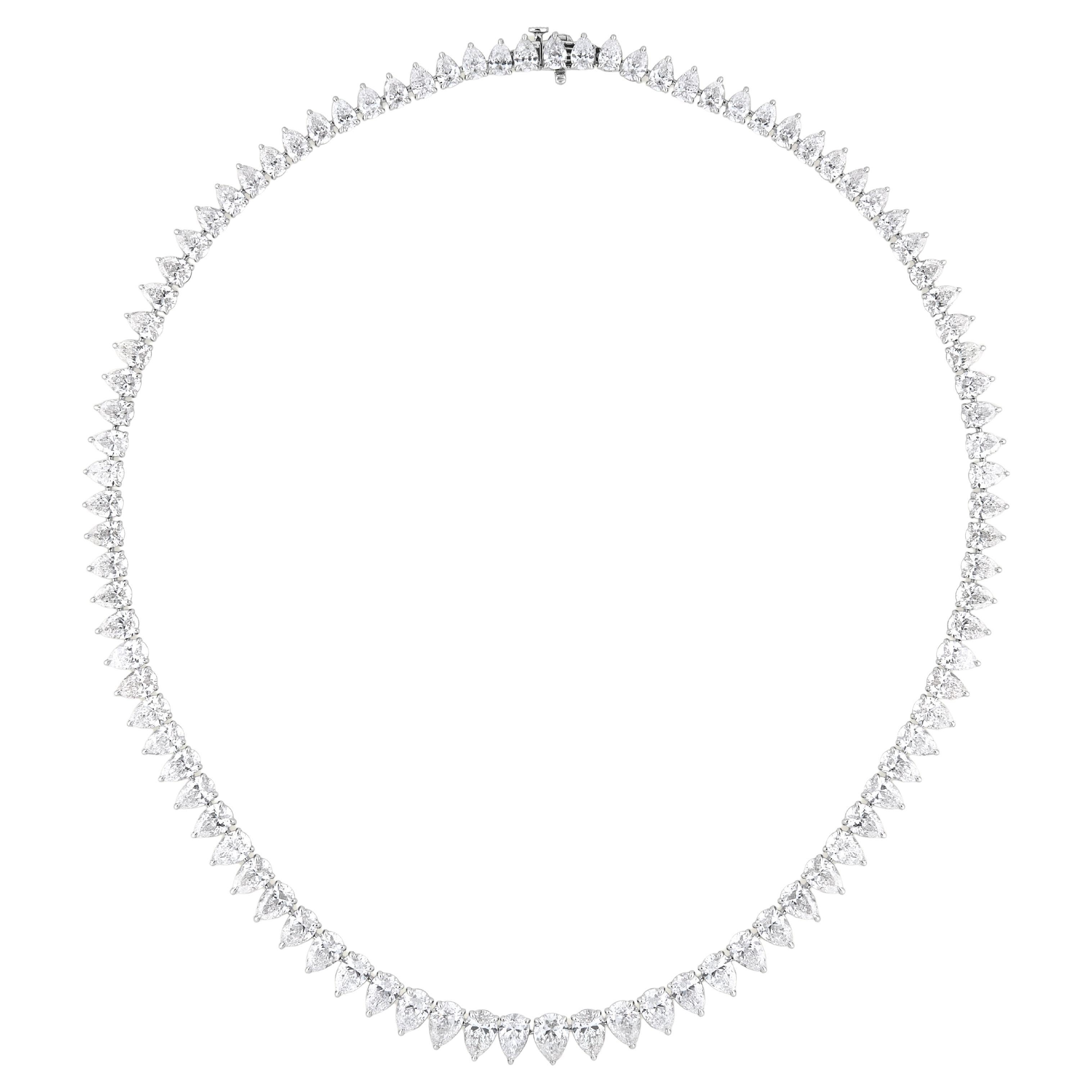 Pear-Shaped Tennis Necklace 32.44 Carats