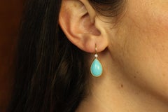 Pear-Shaped Turquoise & Diamond Drop Earrings