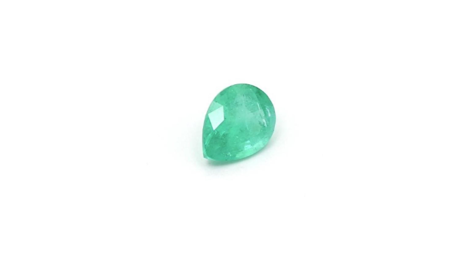 Pear Cut Pear-shaped Untreated Emerald from Ural Ring Gem 1.09 Carat Weight ICL Certified For Sale