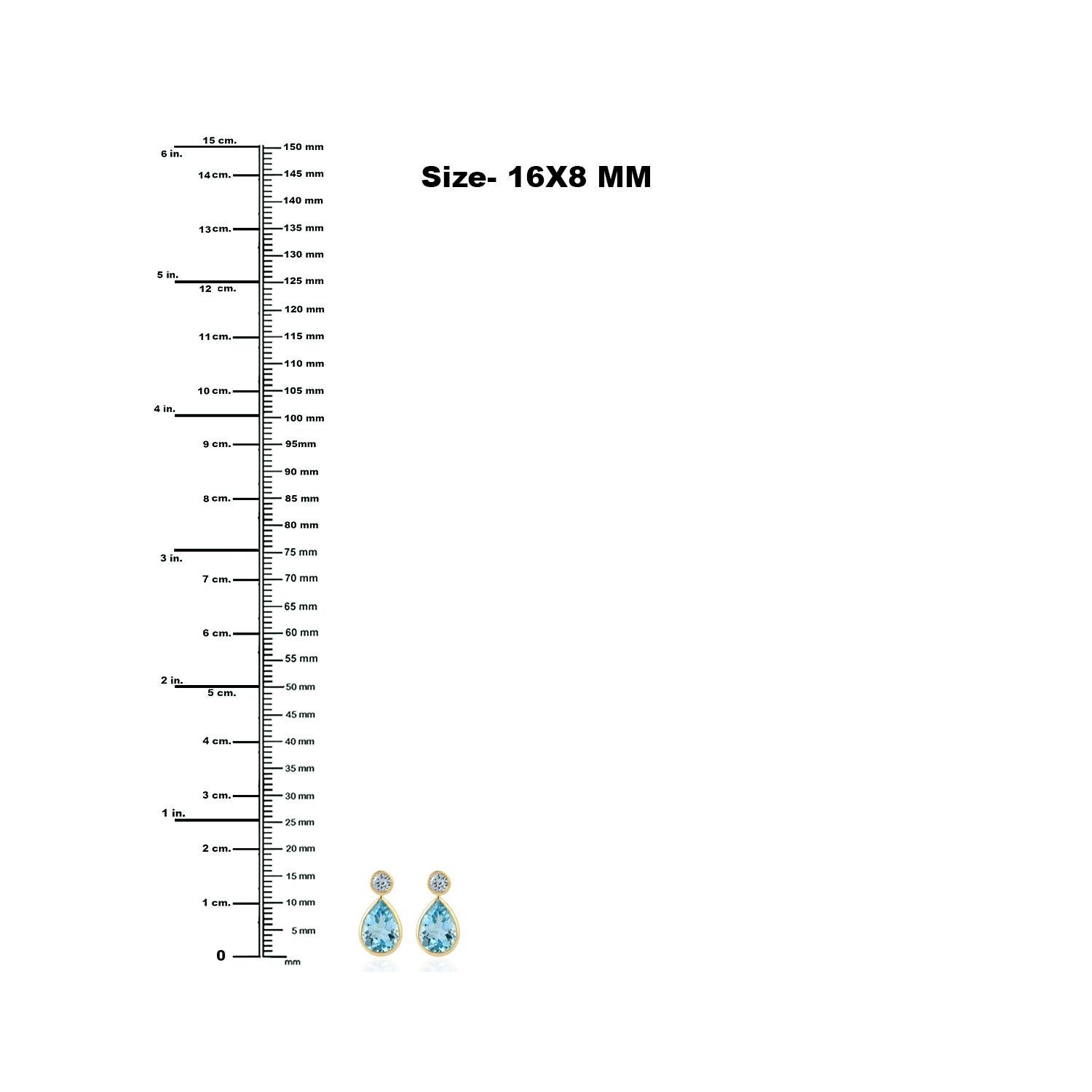 Mixed Cut Pear Shaped Vivid Blue Topaz & Sapphire Dangle Earring In 18K Yellow Gold For Sale