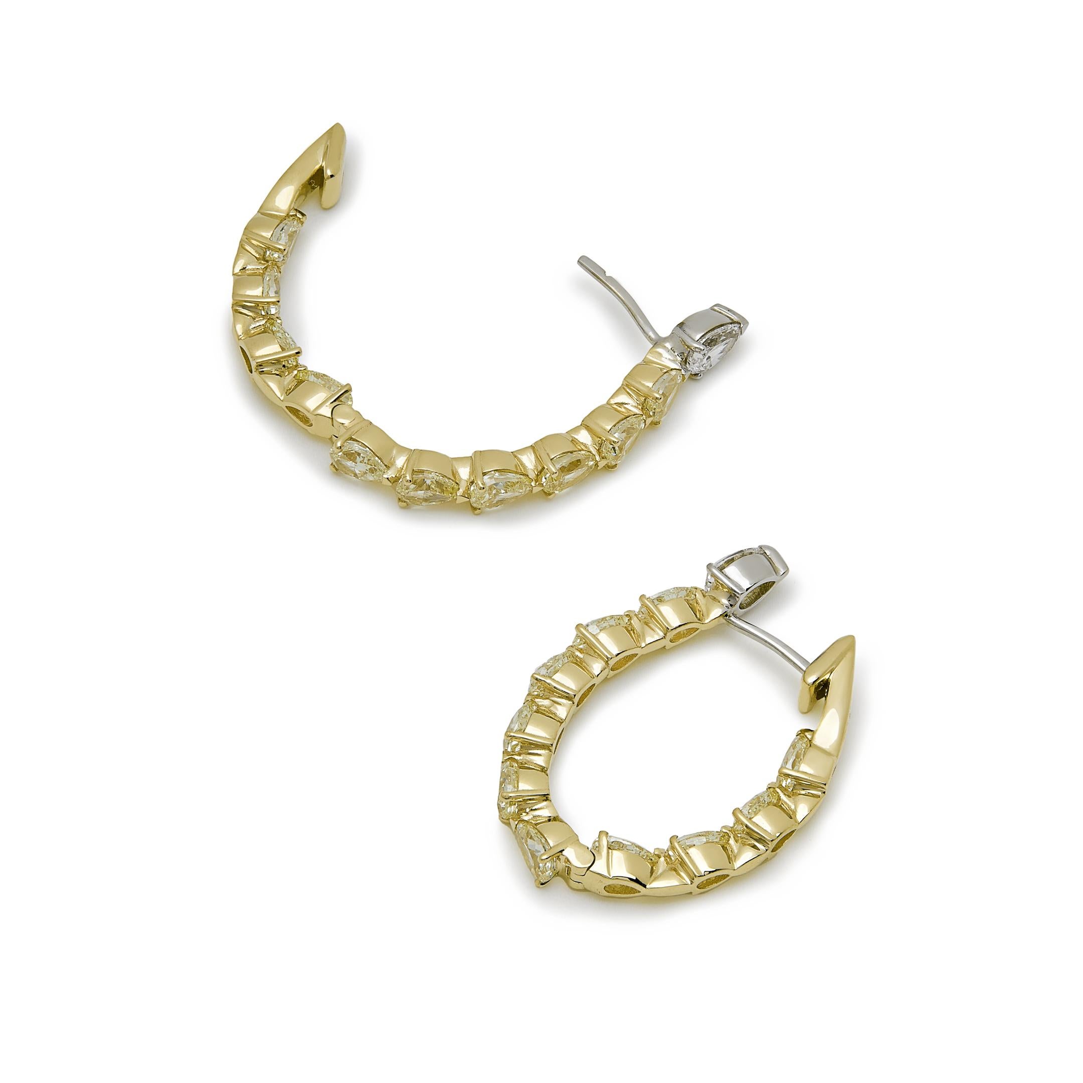 Contemporain Boucles d'oreilles en diamant jaune en forme de poire en vente