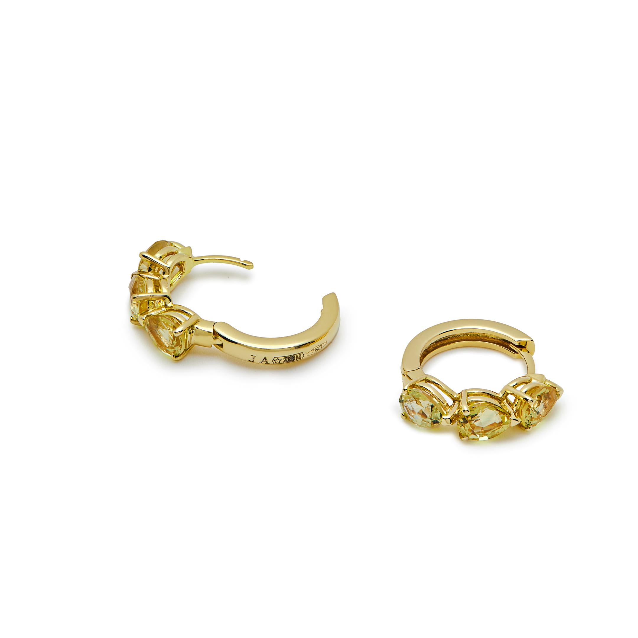 Contemporary Pear-Shaped Yellow Sapphire Huggies