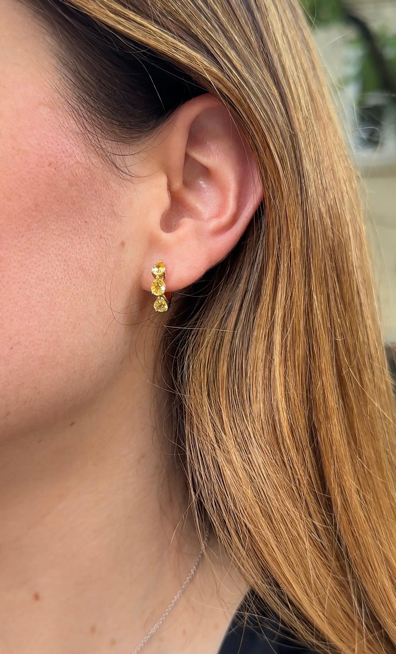 Pear Cut Pear-Shaped Yellow Sapphire Huggies