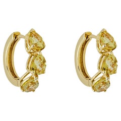 Pear-Shaped Yellow Sapphire Huggies