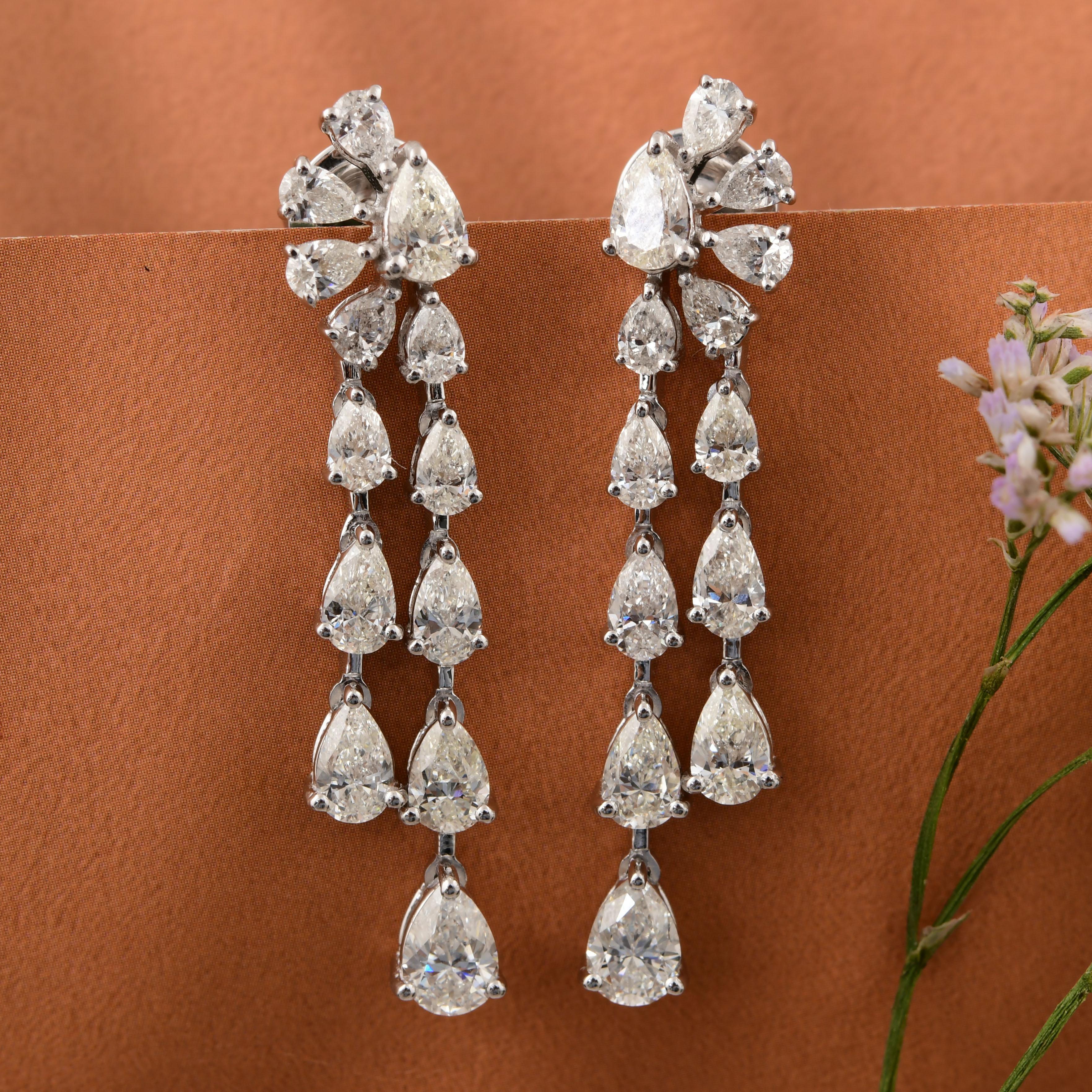 Taglio a goccia Pear SI/H 4.25Ct Diamond 14 Karat White Gold Drop Earrings All Tariffs Paid in vendita