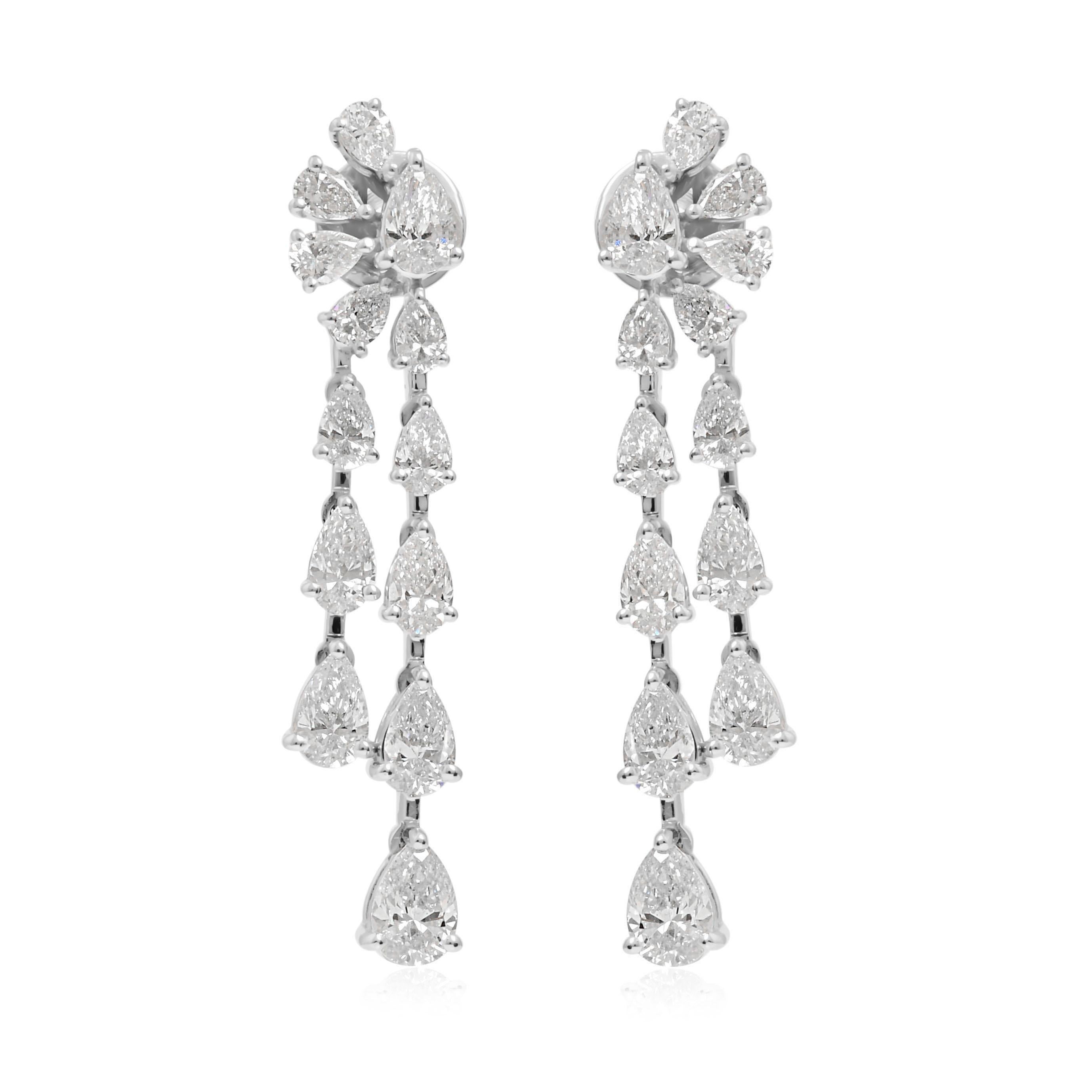 Pear SI/H 4.25Ct Diamond 14 Karat White Gold Drop Earrings All Tariffs Paid In condizioni Nuovo in vendita a Diera, Dubai