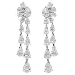 Pear SI/H 4.25Ct Diamond 14 Karat White Gold Drop Earrings All Tariffs Paid