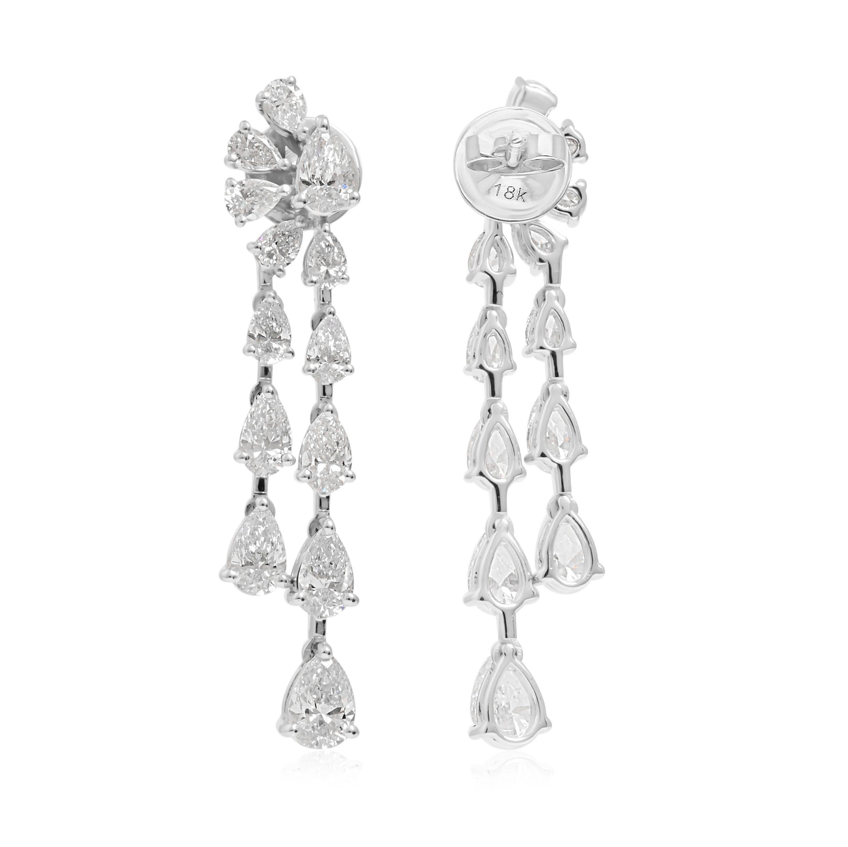Donna Pear SI/H 4.25Ct Diamond 18 Karat White Gold Drop Earrings All Tariffs Paid in vendita