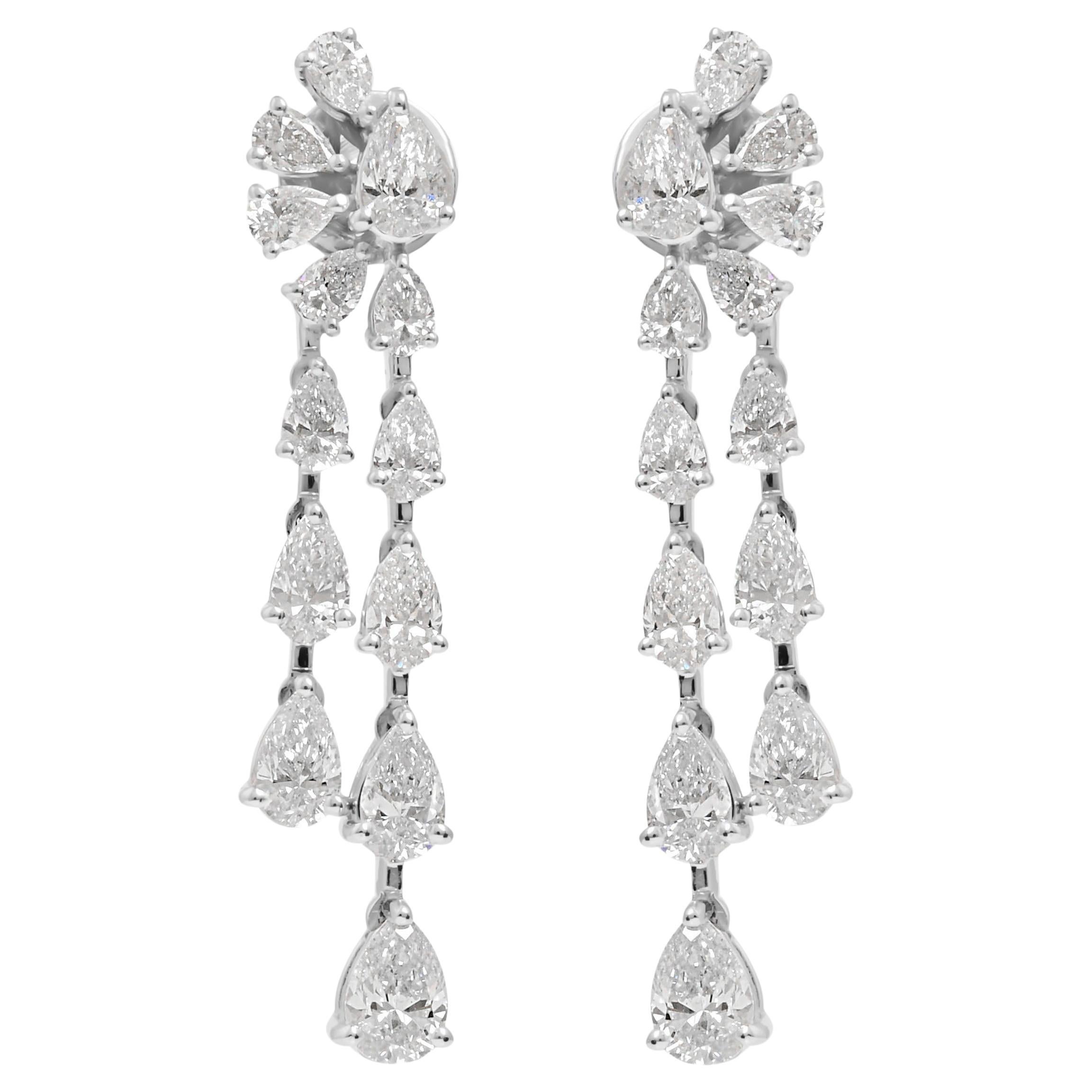 Pear SI/H 4.25Ct Diamond 18 Karat White Gold Drop Earrings All Tariffs Paid