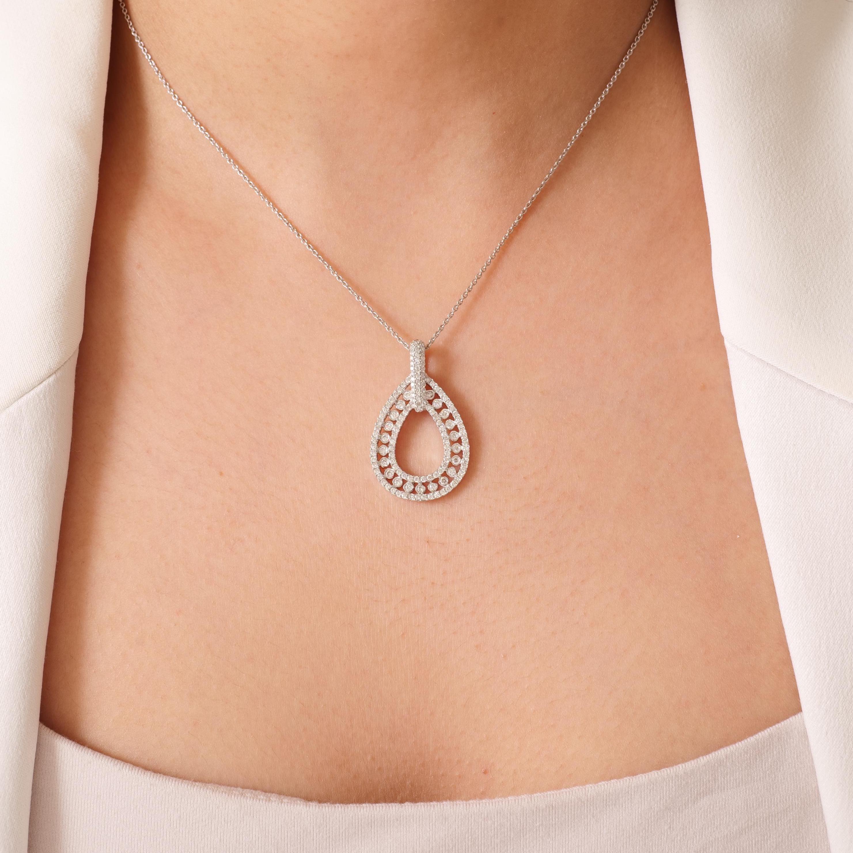 Taglio rotondo Ciondolo con diamante a pera impilabile in oro massiccio 14k (certificato) in vendita