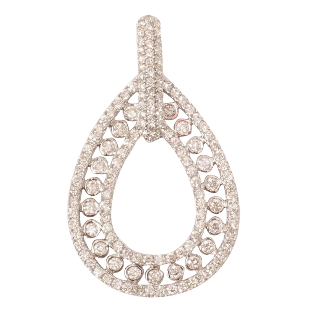 Ciondolo con diamante a pera impilabile in oro massiccio 14k (certificato) in vendita