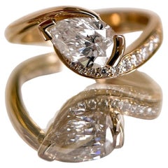 Dichiarazione della pera Brilliante Bianco in oro bianco 14K Charm classico Alta Gioielleria