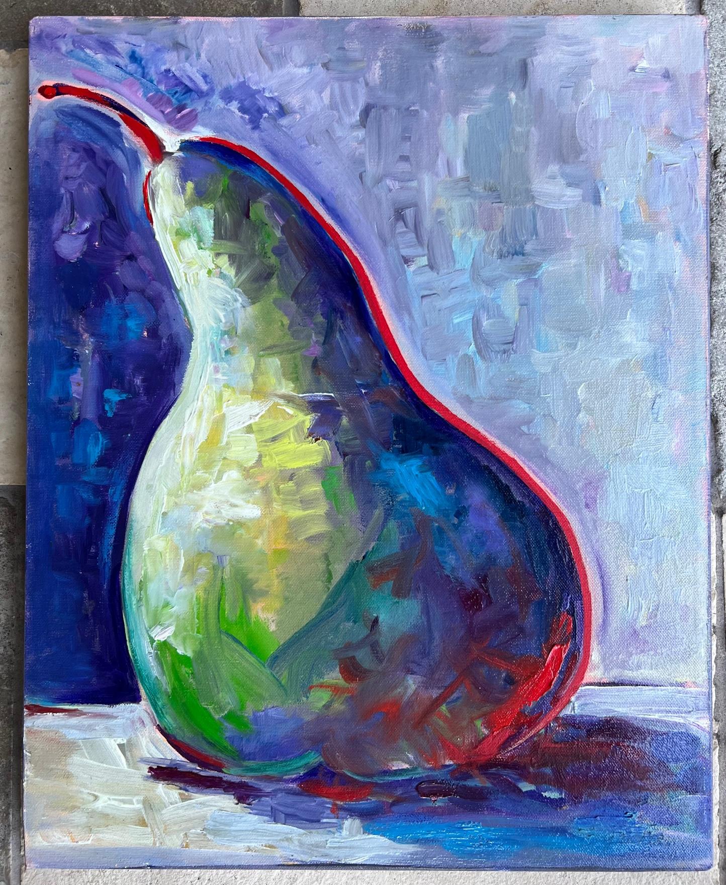 Pear Still Life Oil Painting Signed by Artist For Sale 4