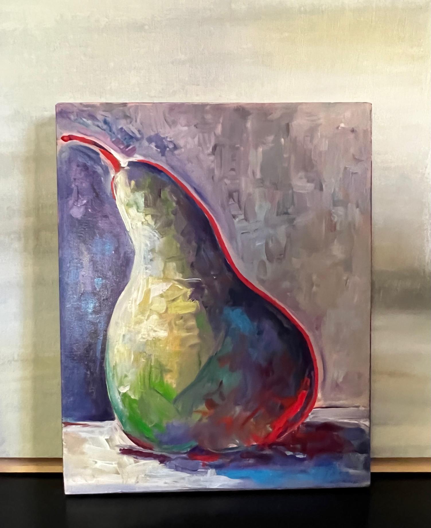 American Pear Still Life Oil Painting Signed by Artist For Sale