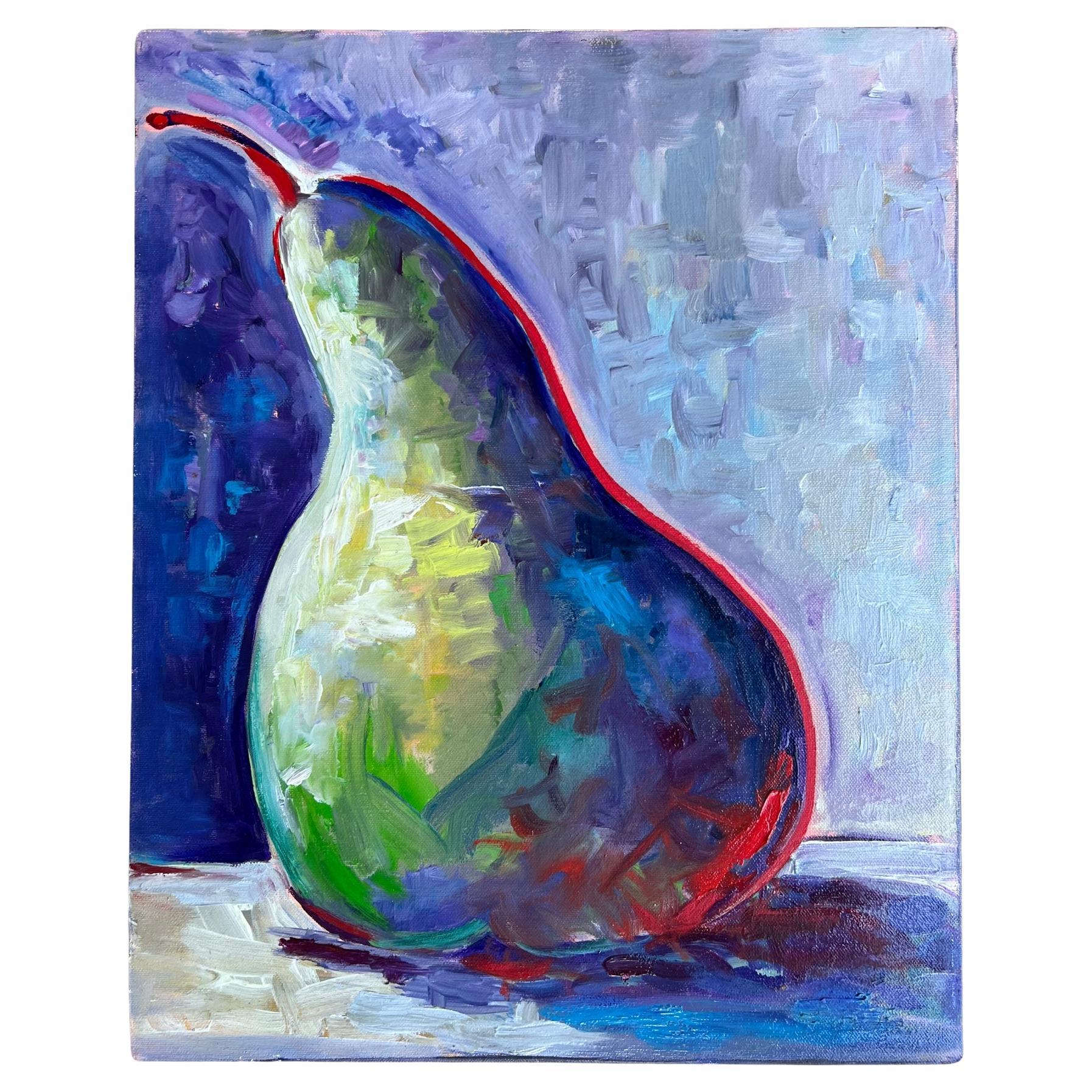Pear Still Life Oil Painting Signed by Artist For Sale