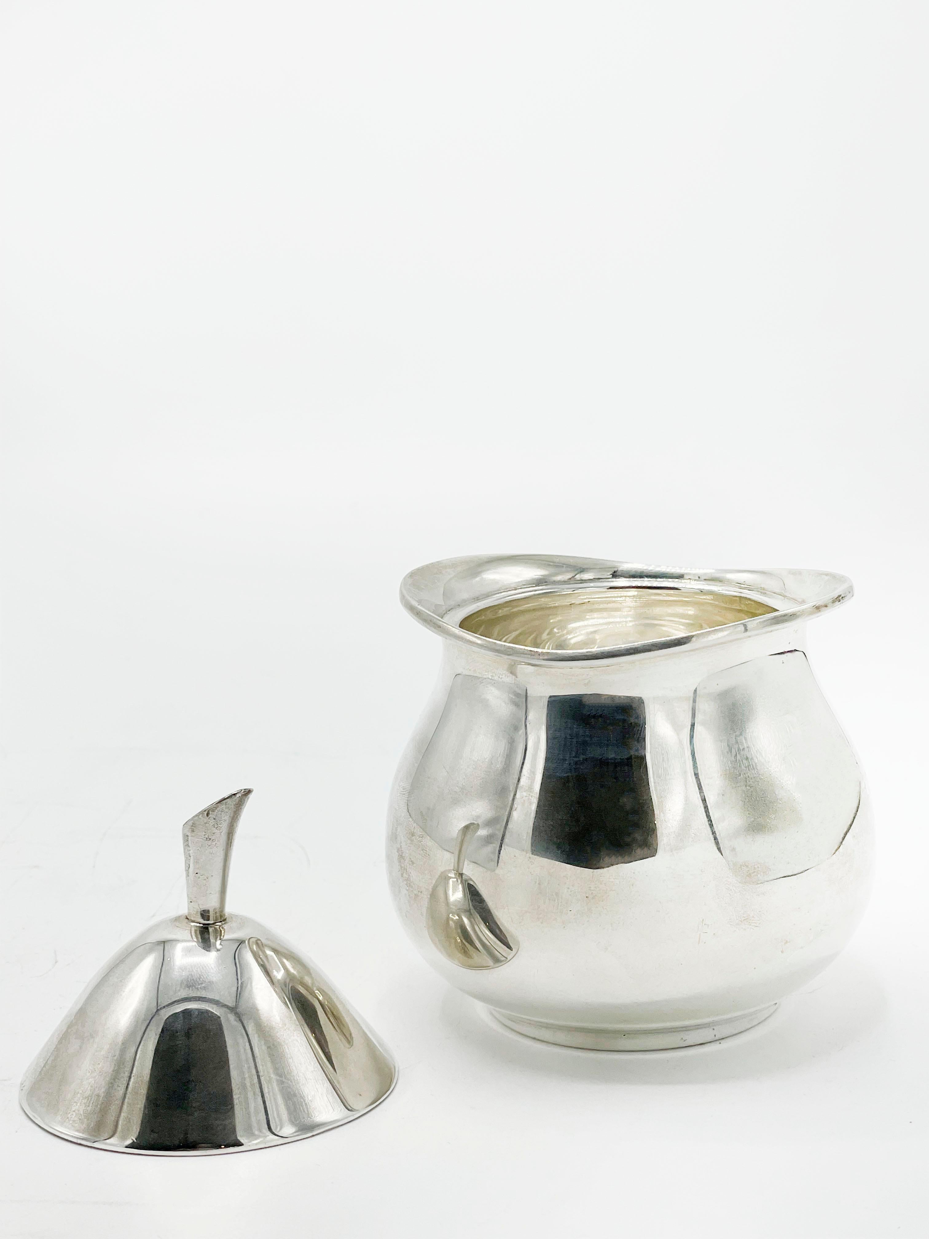 Art Deco Pear sugar bowl, Georg Jensen in sterling silver For Sale