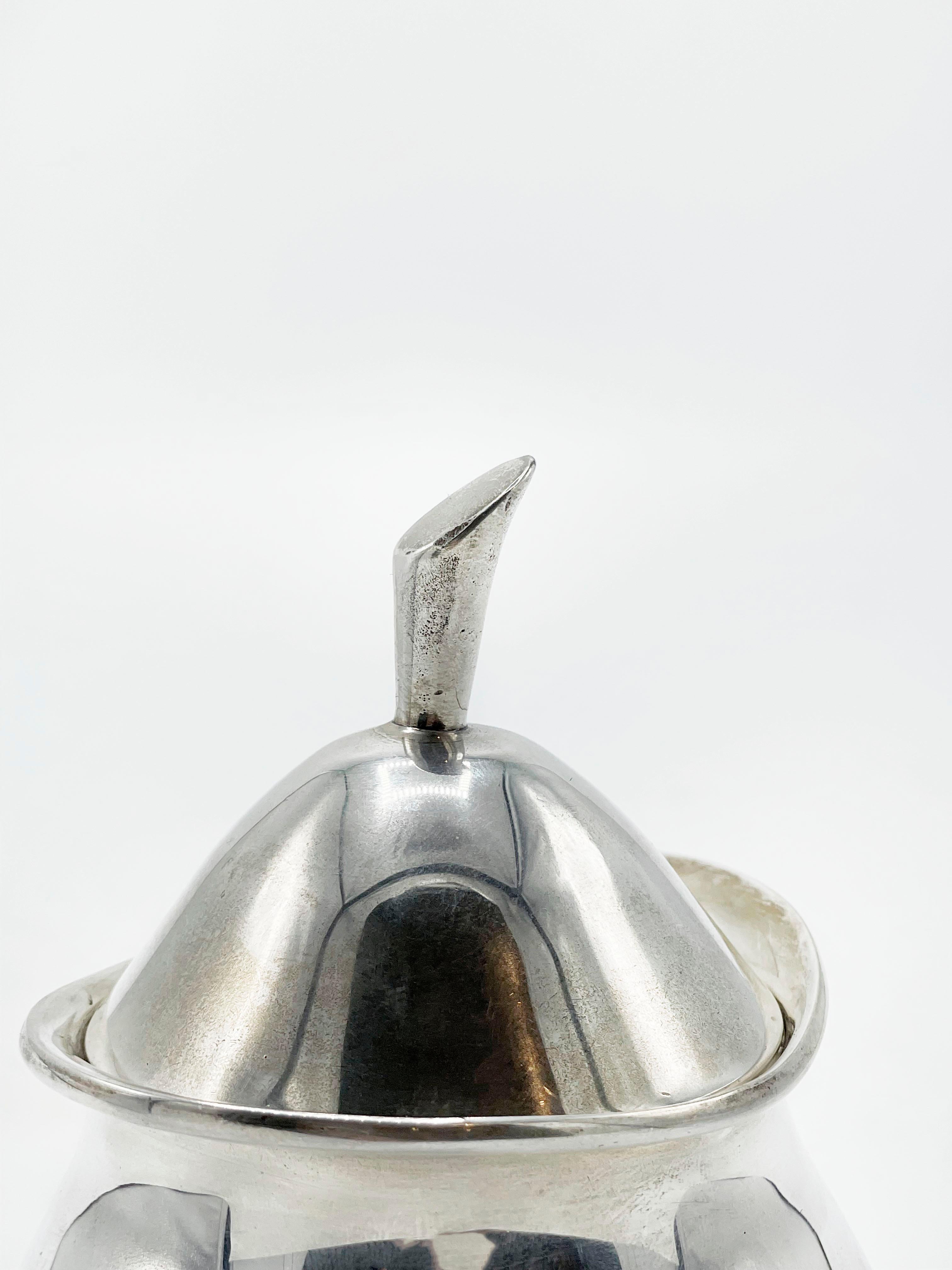 Hand-Crafted Pear sugar bowl, Georg Jensen in sterling silver For Sale