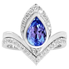 Pear Tanzanite & Diamonds Unique Engagement Ring Set - Atyasha