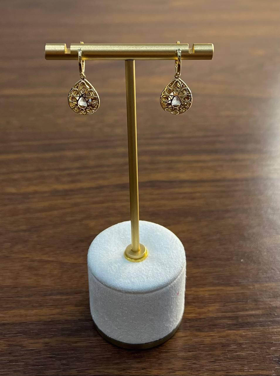 Orecchini a goccia con pera, ametista verde e prasiolite in oro giallo 14K e diamanti in vendita 6