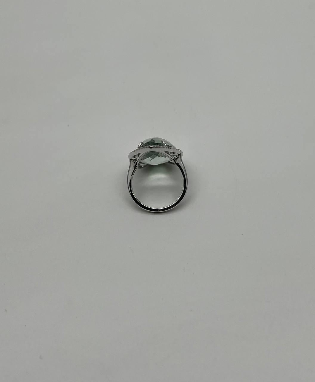Pear Cut Pear Teardrop Light Blue Topaz White Diamonds Halo 14K White Gold Statement Ring For Sale