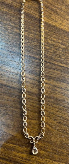 Pear Teardrop Peach Pink Morganite 14K Rose Gold Fancy Diamond Pendant Necklace