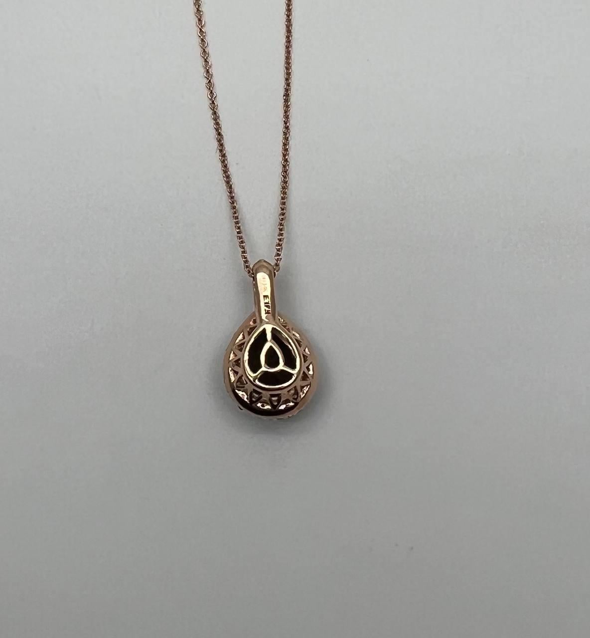 Collana con ciondolo in oro 14K a forma di goccia di quarzo marrone fumé con diamante a raggiera In condizioni Nuovo in vendita a Oakton, VA